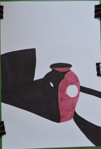drawing in the style of in the chair that I would patrick caulfield