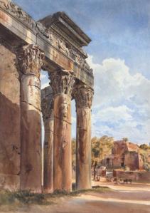 THE TEMPLE OF ANTONINUS AND FAUSTINA, FORUM, ROME - WATERCOLOUR 18 1/4 X 13 INCHES